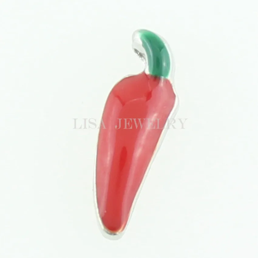 Новый дизайн Красная эмаль перец чили Плавающие Подвески изготовление растений
