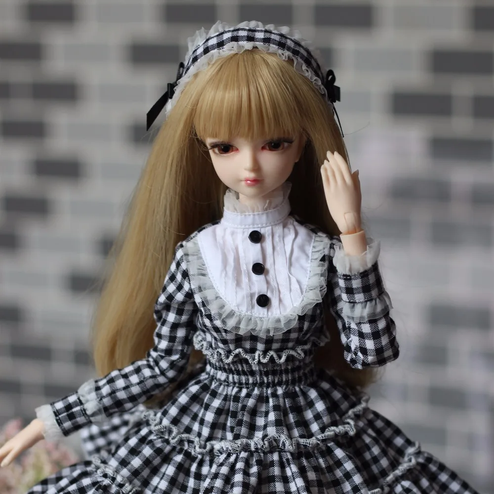 Forturn days только для 1/4 bjd 45 см Кукла милый тартан принцесса платье с тиара высокое качество MMGIRL BJD кукла