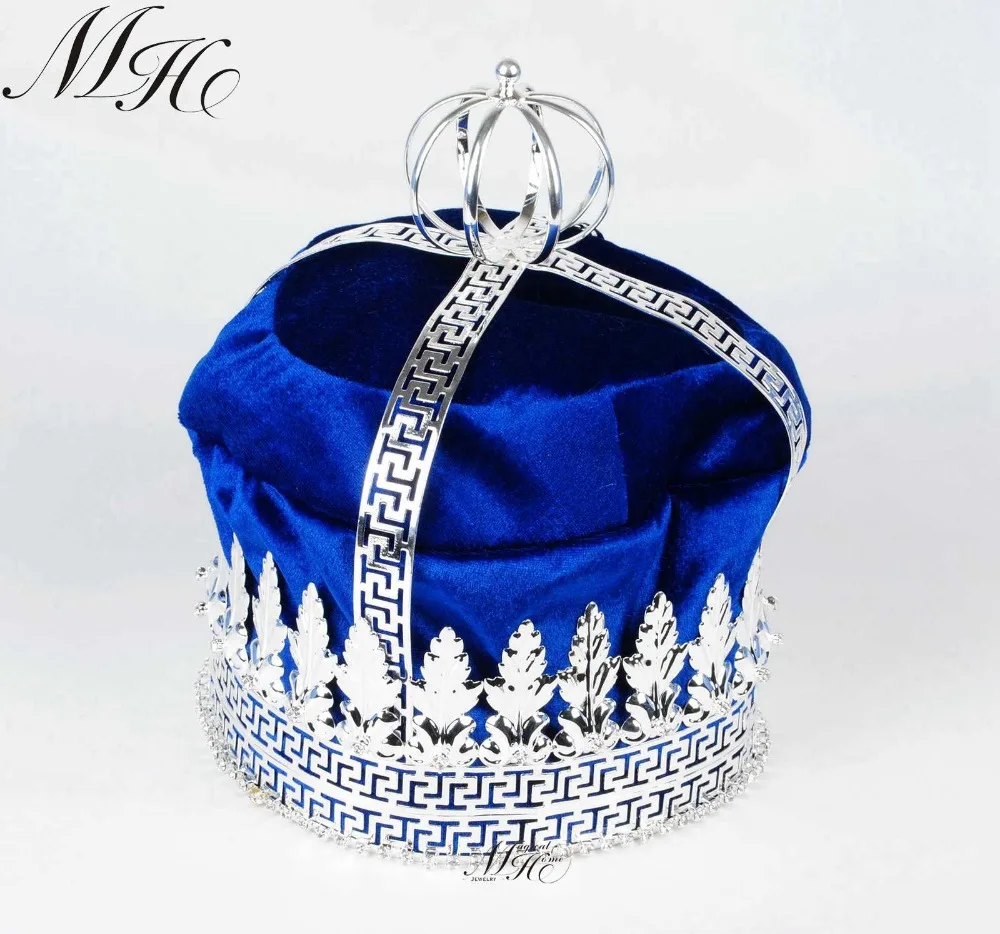 Ярко синий бархатный бижутерия для волос диадемы 9 дюймов|medieval tiara|crown kingcrown crown |