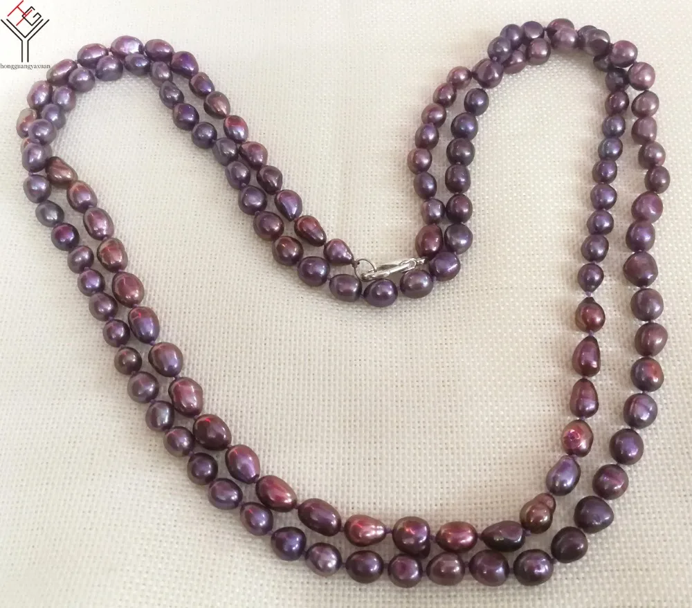 

30'' 80cm Women fashion Jewelry 8x9mm purple colors natural pearl necklace baroque pearl beads freshwater cultured pearl