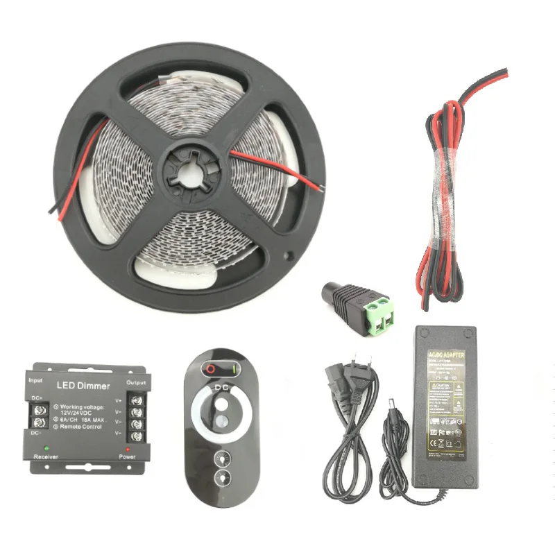 5 м 3014 Светодиодная лента 204 светодиодный s/m+ DC 12 V 24 V светодиодный диммер пульт дистанционного управления+ AC 110 V 220 V к DC 12 V адаптер питания