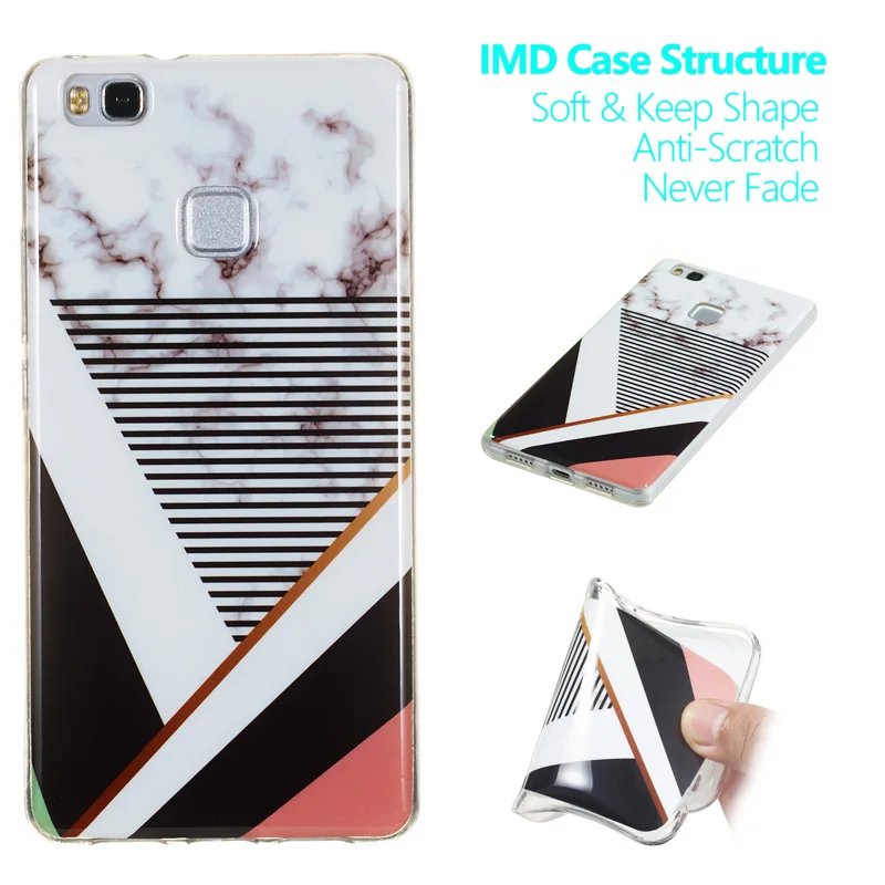 Fashion Geometric Marble Soft TPU Silicone Case Phone Bags Cover Shell Hull Coque Fundas for HUAWEI P8 Lite P9 mini 2017 | Мобильные