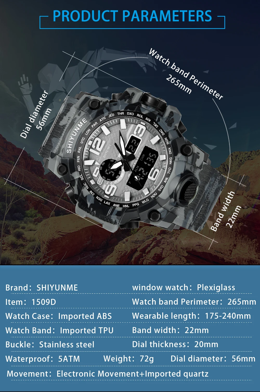 Мужские военные часы 50 м водонепроницаемые наручные часы светодиодный кварцевые спортивные часы мужские relogios masculino 1509d спортивные S Shock часы мужские