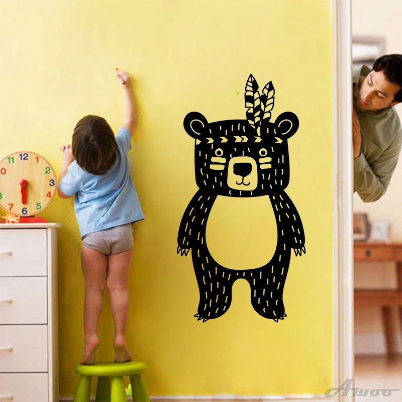 

Креативные милые виниловые наклейки на стену с милым медведем, съемные прекрасные детские уникальные панели, подарок для детской комнаты, у...