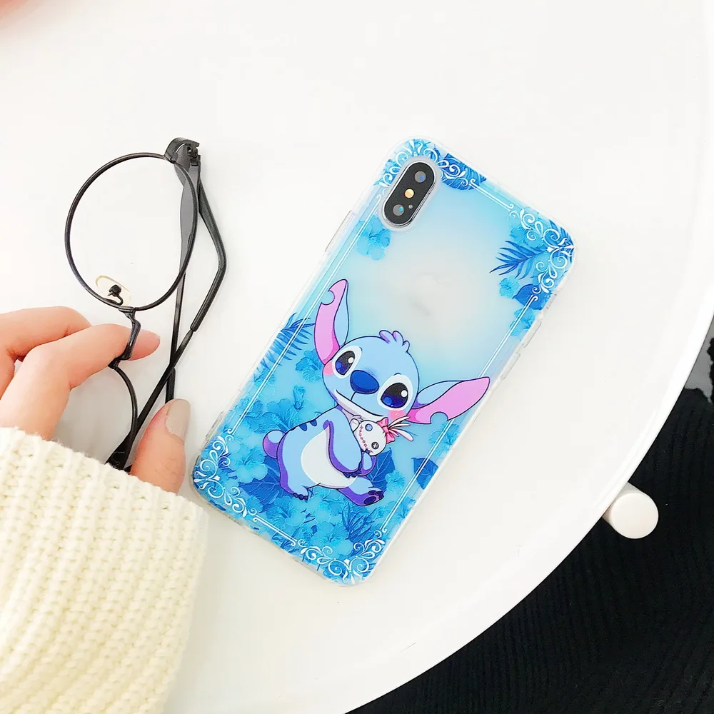 Netarlier Air Cushion TPU Case For iPhone X Lovely Mickey Minnie Mouse Winnie Bear Stitch Gradient Color Soft Cover |
