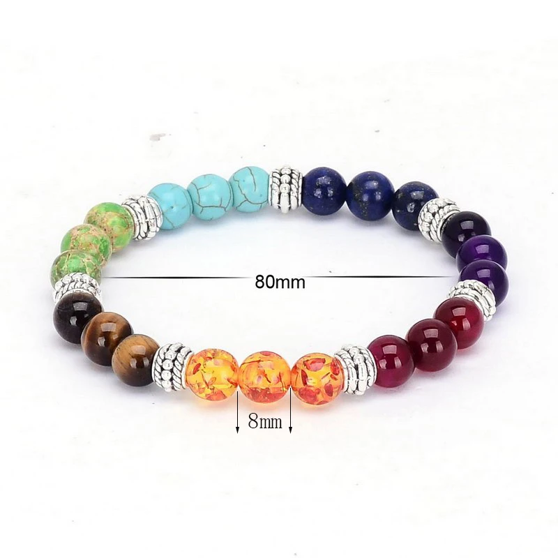 Natural Stone Beaded Bracelet 7 Chakra Beads Birthstone For Women Gift | Украшения и аксессуары