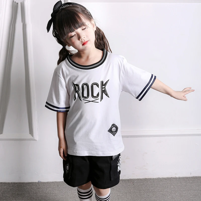 Children Boy'S Girl'S Street Dance Costume Hip Hop Jazz Set T-Shirt Shorts Kids Performance Clothes DQ8087 | Тематическая