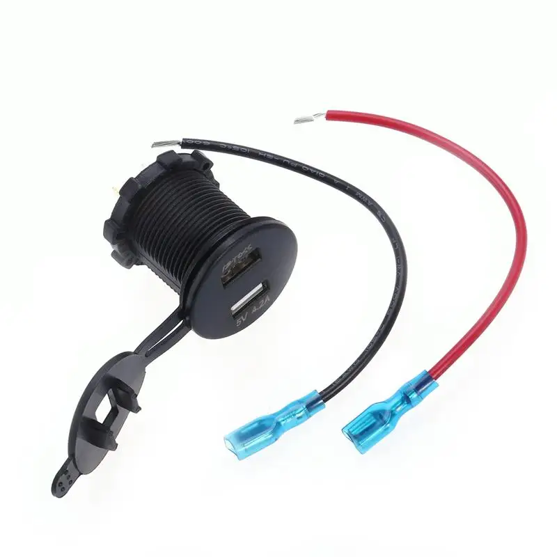 Водонепроницаемый красный светодиод 5V 4.2A двойной USB адаптер питания круглой