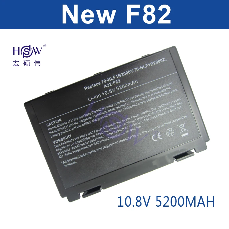 HSW Аккумулятор для ноутбука ASUS k50ij k50ab a32 f82 k50id k42j k40in k50in F52 F82 K40 K50 K40E K51 K60 K70 A32-F52 A32-F82 батарея
