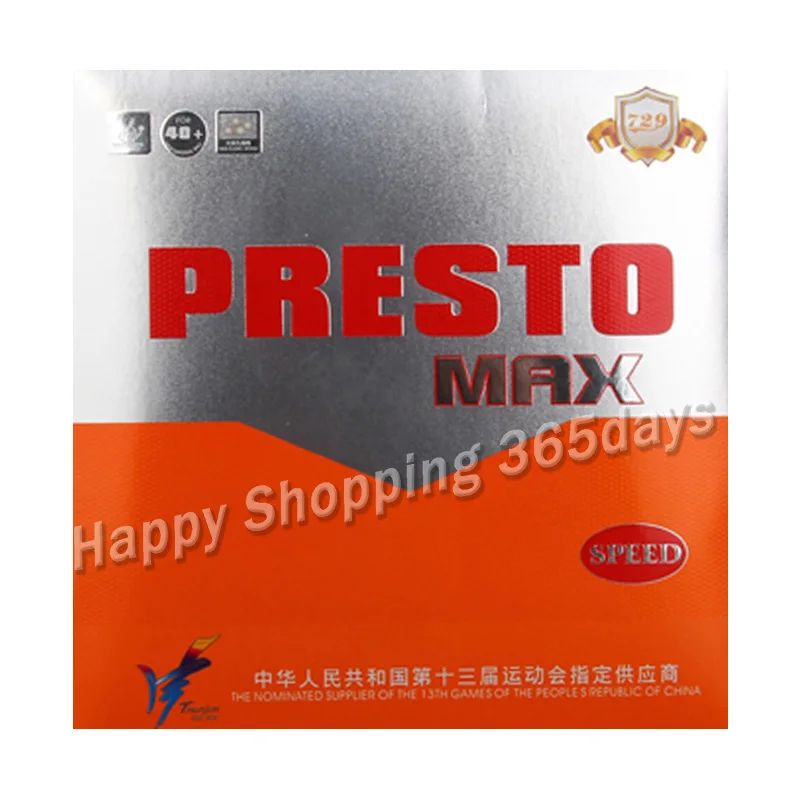 Friendship 729 PRESTO MAX( New) Spin / Speed(Non-tacky Rubber+ Macroporous Sponge) Table Tennis Rubber Ping Pong Sponge