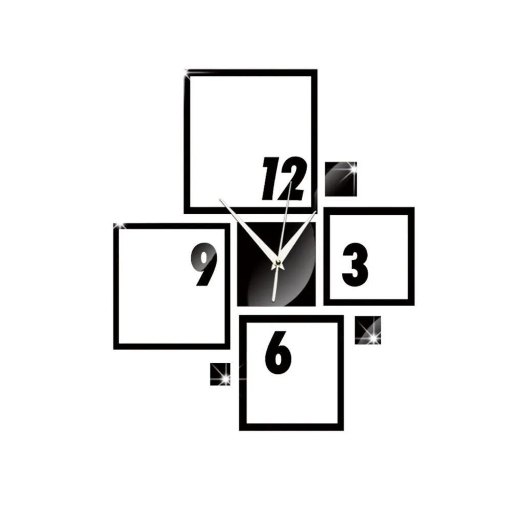 Современные большие настенные часы 3D зеркальный стикер уникальные цифровые