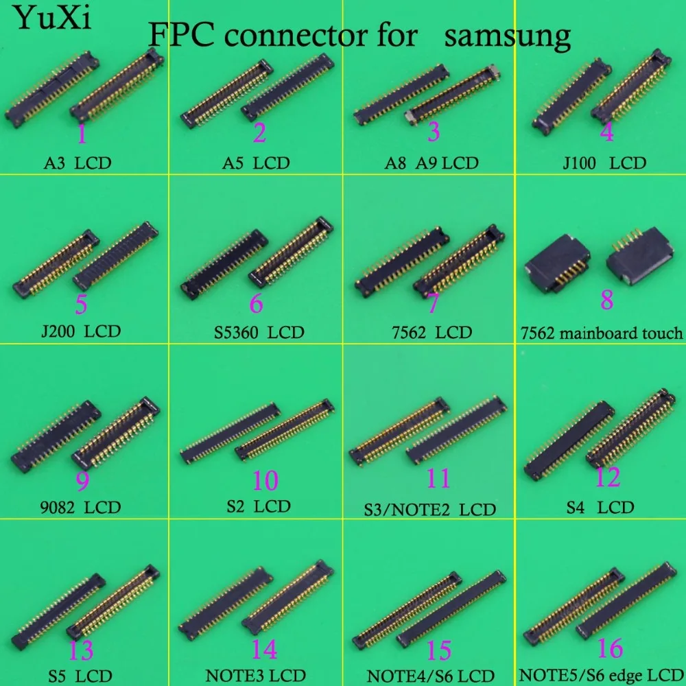 Соединитель YuXi FPC для ЖК дисплея Samsung A3 A5 A8 A9 J100 J200 Note2 3 4 5 S5 S6 S3 S4 материнская