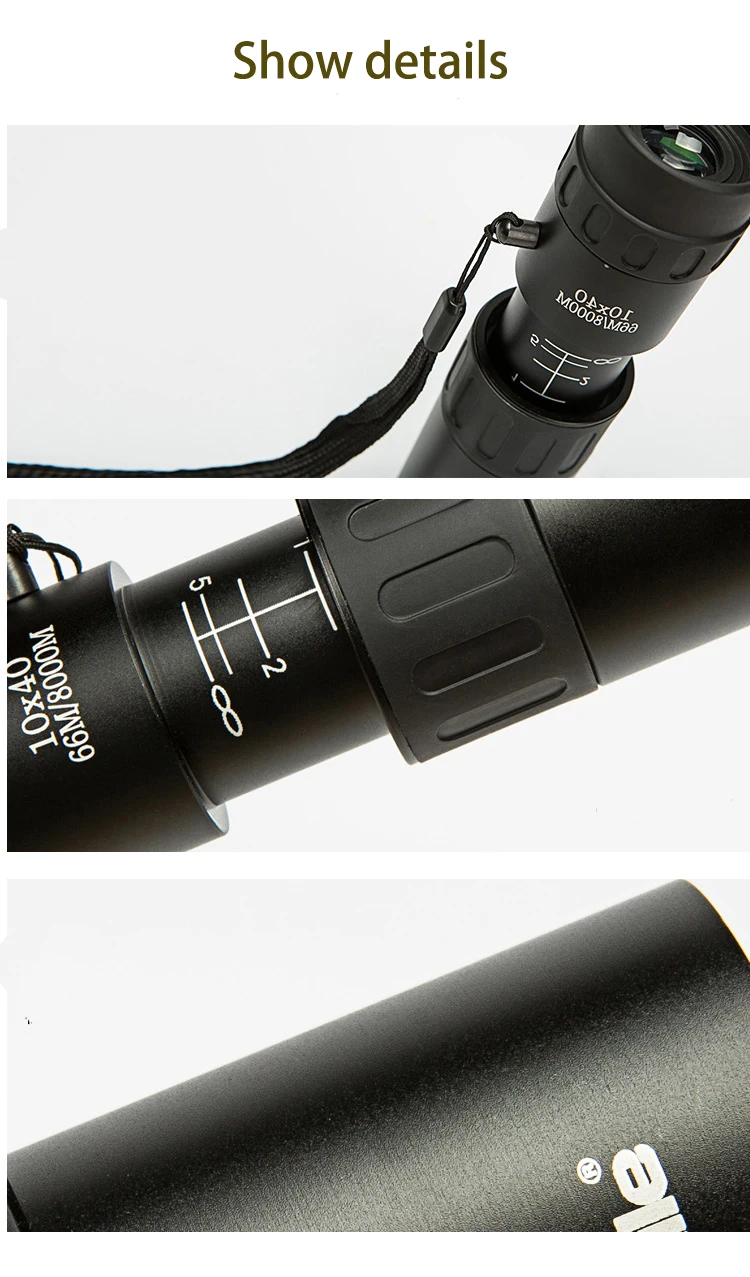 Boshile 10x40 HD Монокуляры зум черные высокие Quilaty однофокусные оптические линзы мини Монокуляры