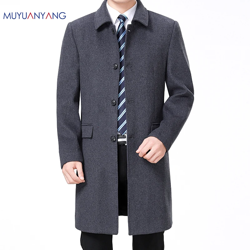 Mu Yuan Yang большие размеры 3XL 4XL повседневные мужские шерстяные куртки Осень зима