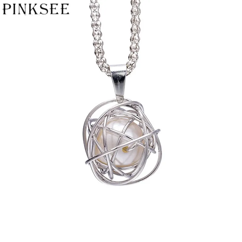 Ожерелье PINKSEE с подвеской из искусственного жемчуга полый сферической формы