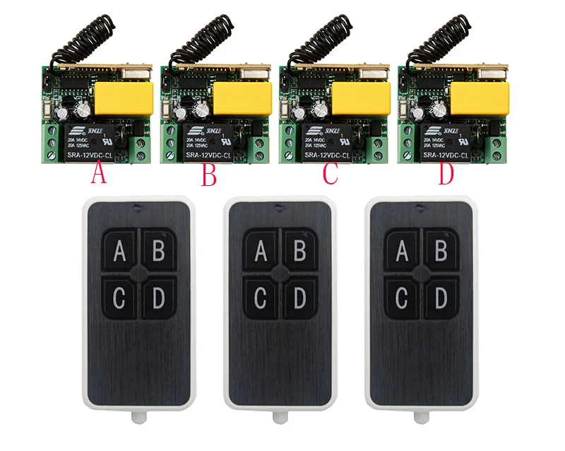 AC220V 10A 1CH Wireless RF Remote Control Switch 3* Ultra - thin acrylic Transmitter+ 4*Receiver for Appliances Gate Garage Door |