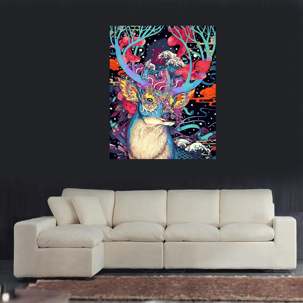 Ручная Краска ed масляная краска ing Wall Art Рисование на холсте Рождественский олень