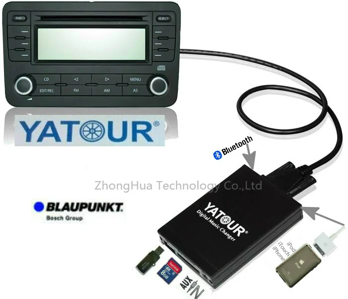 Автомобильный музыкальный цифровой mp3 плеер Yatour YTM07 USB SD AUX Bluetooth ipod iphone интерфейс