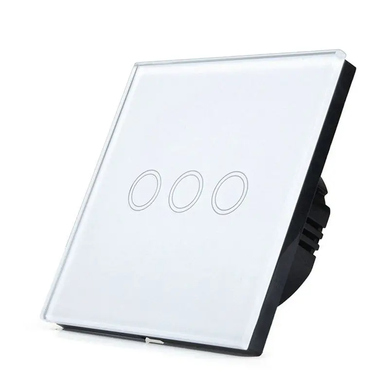 white 3 only touch Светодиодный светильник сенсорный выключатель 220V Сенсор настенный выключатель, ЕС Стандартный 1/2/3 закаленное Стекло Панель умный переключатель Водонепроницаемый без RF433 - Цвет: white 3 only touch