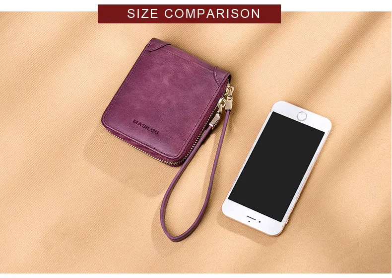 Women's Wallets Vintage Oil Wax Leather Short Wallet Genuine Leather Women Wallet Zipper Small Purse Female Mini Slim Coin Purse