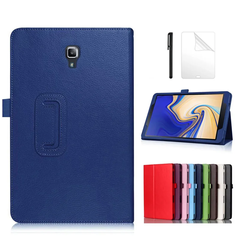 

Litchi Folding PU Leather Case For Samsung Galaxy Tab S4 10.5 SM-T830 T835 T837 cover For Samsung Tab S4 10.5 case +film+pen