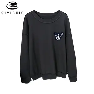 Шикарная стильная Женская толстовка с вышивкой в виде щенка, пуловеры в виде бульдога, хлопковые топы в стиле ретро, винтажная свободная толстовка, футболки для собак, одежда WHD20