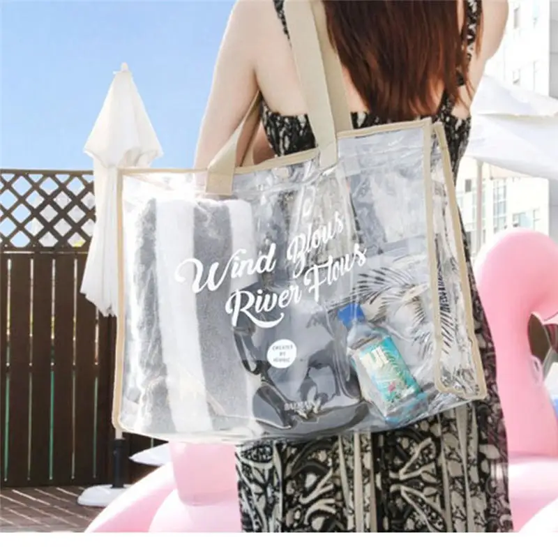 

Прозрачная водонепроницаемая сумка из ПВХ для плавания, пляжный дорожный Органайзер на ремне для одежды, мешок для хранения