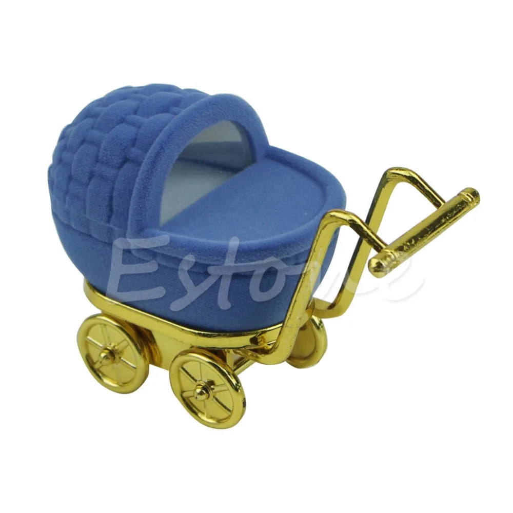 

Trolley Shape Blue Velvet Ring Box Earring Pendant Locket Necklace Jewelry Case