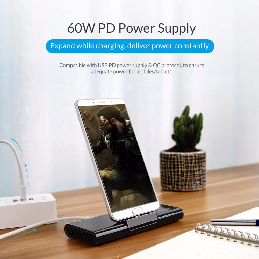 ORICO USB-C концентратор type C концентратор USB 3,0 type C HDMI RJ45 RJ45 4K видео USB 3,1 концентратор с подставкой для huawei 10 P20 samsung Galaxy S9