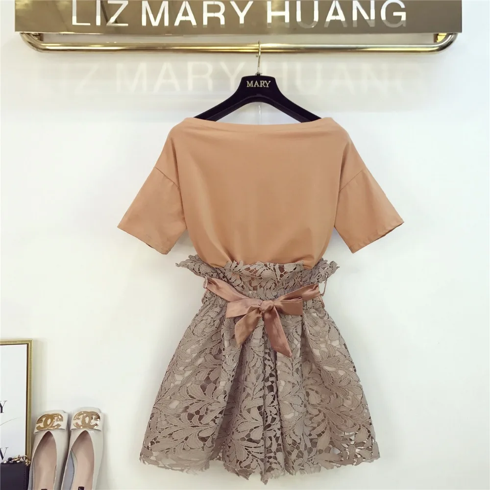 Женские летние комплекты из 2 предметов однотонные футболки с коротким рукавом и