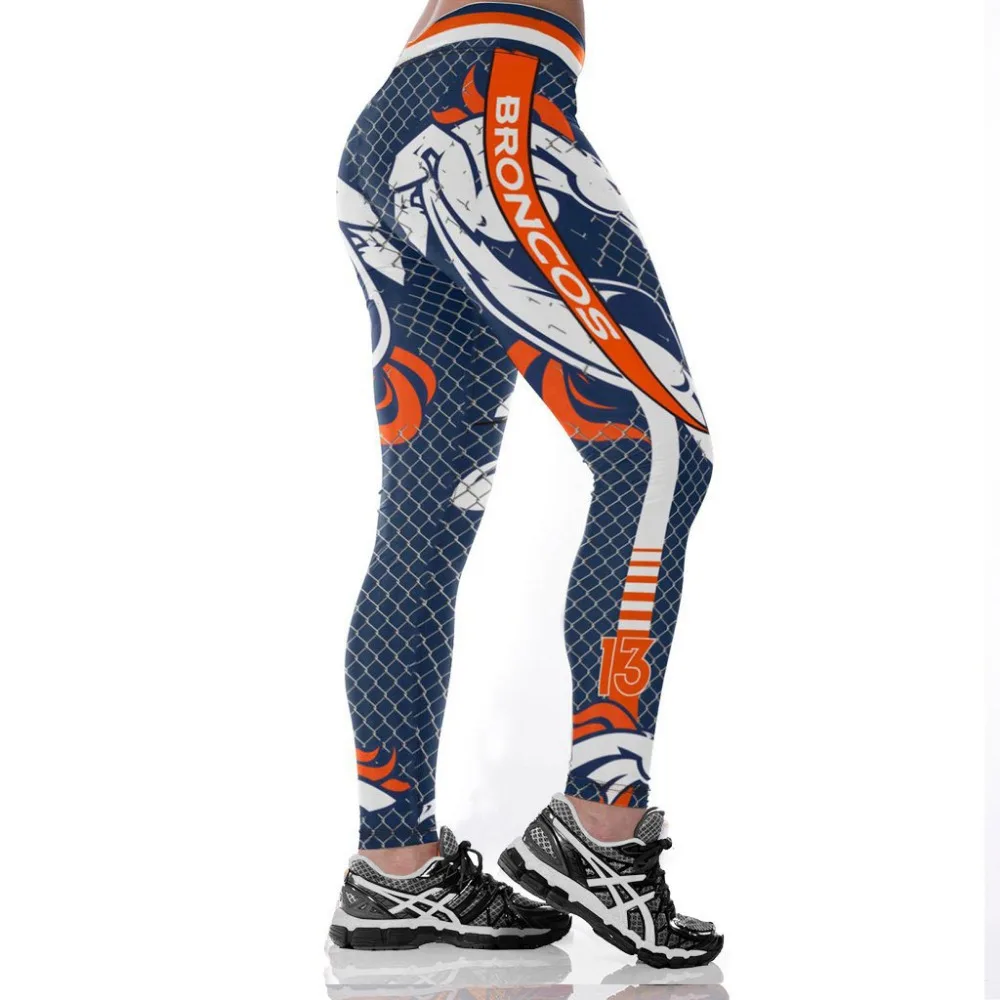 Denver B-Team Fitness Leggings Fiber Elastic Hiphop Party Cheerleader Rooter Workout Pants Logo Trousers Dropshipping | Женская одежда