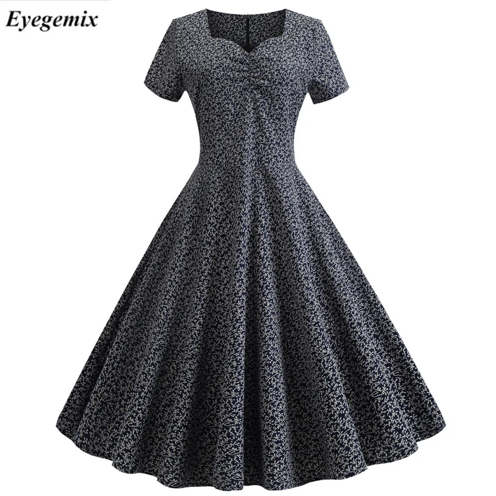 2021 Новый Цветочный принт летнее платье для женщин с коротким рукавом Элегантные