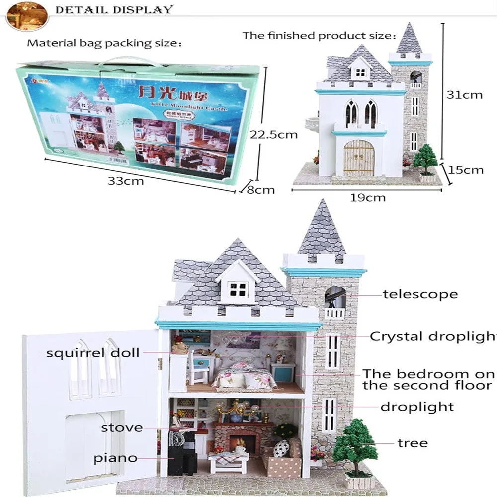 Рождественский подарок милый мультфильм 3D Деревянный DIY Миниатюрный светодио дный дом мебель led головоломки Украсить Творческие подарки