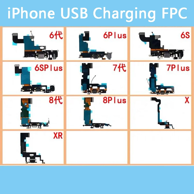 

6 6P 6S 6SP 7 7plus 8 8P X XR Micro USB зарядная док-станция, гибкий кабель FPC FFC, материнская плата, аксессуар для смартфона, кнопка домашнего меню, микрофон