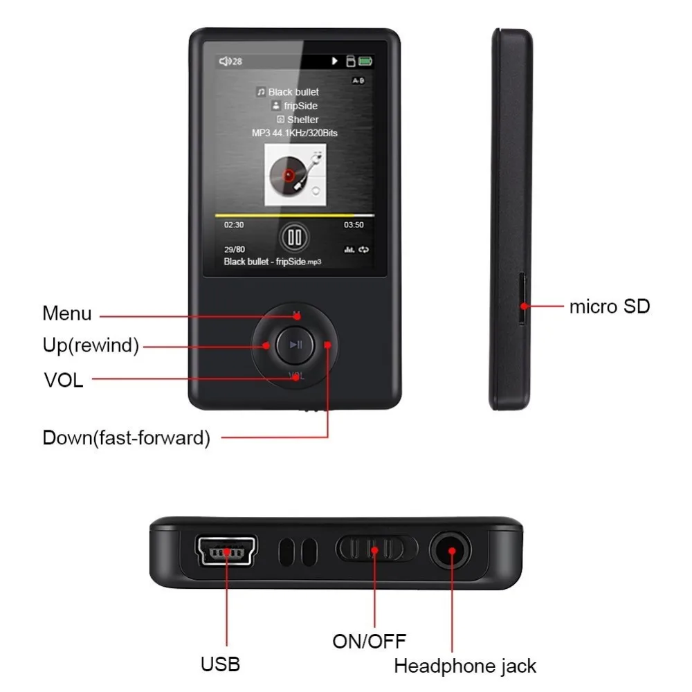 Новинка 2017 года оригинальный X11 MP3 плеер 8 ГБ 2.4 дюймов экран играть 60 H Mp3 плеера HiFi