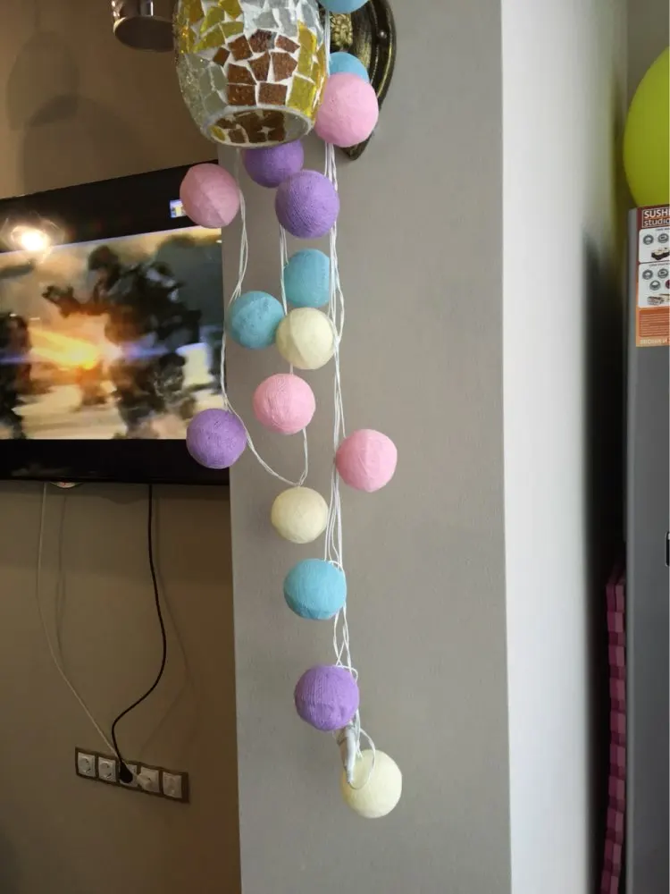 2019 новый дизайн милая гирлянда с хлопковыми шариками пони сказочные огни Свадьба