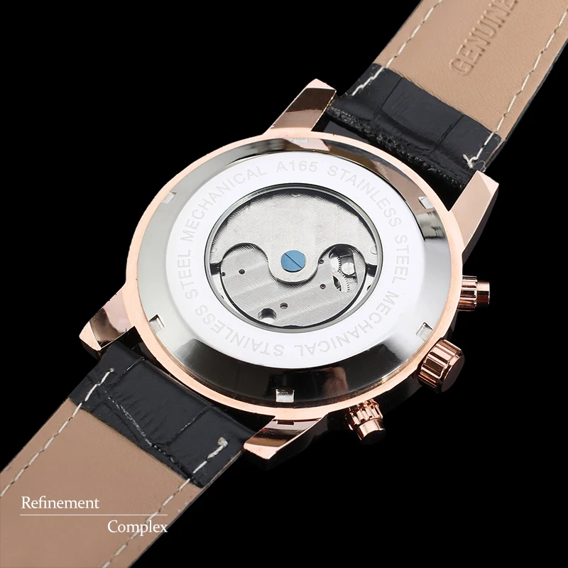 Мужские автоматические механические часы FORSINING деловые Tourbillon из натуральной