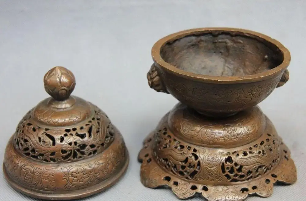 8 China Pure Bronze Copper Palace Wild animal Statue Beast Incense Burner Censer | Дом и сад