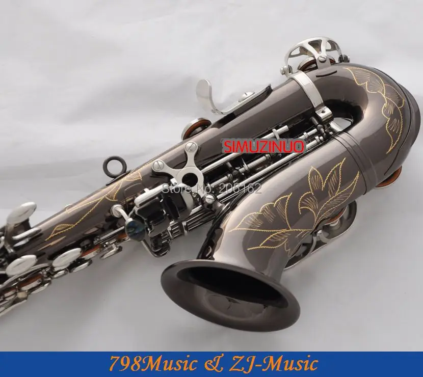 Черный никелевый изогнутый саксофон сопрано Bb sax Abalone Key High F # с чехлом|curved soprano|curved