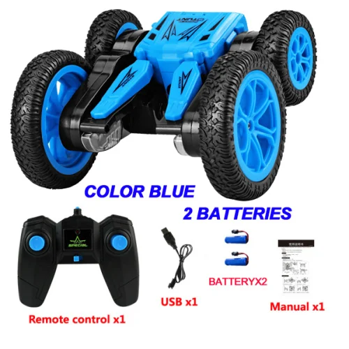 blue with 2 battery Машинки на радиоуправлении трюк Дрифт деформации багги автомобиль Рок Гусеничный машина работающий от аккумулятора робот Rc Автомобиль Дистанционное управление автомобиль - Цвет: blue with 2 battery