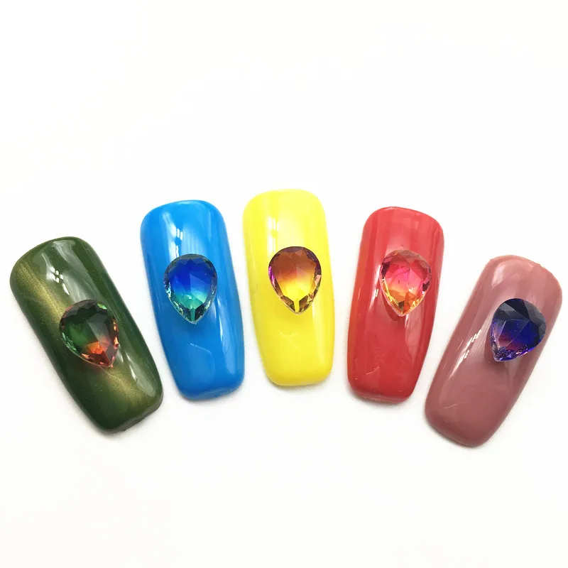 Голый кристалл плавная смена турмалина Кристалл Радужный цвет 6*8 мм слезы стразы