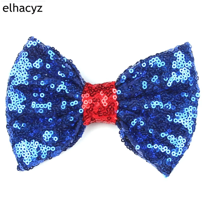 12pcs/lot Trendy Independence Day Shimmery 5&quot Hair Bow Barrette DIY Accessories Clip Infantile Headwear |