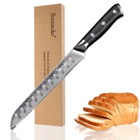 sunnecko professional 8 inch bread knife damascus japanese vg10 steel blade cake cutter kitchen knives g10 handle cooking tool