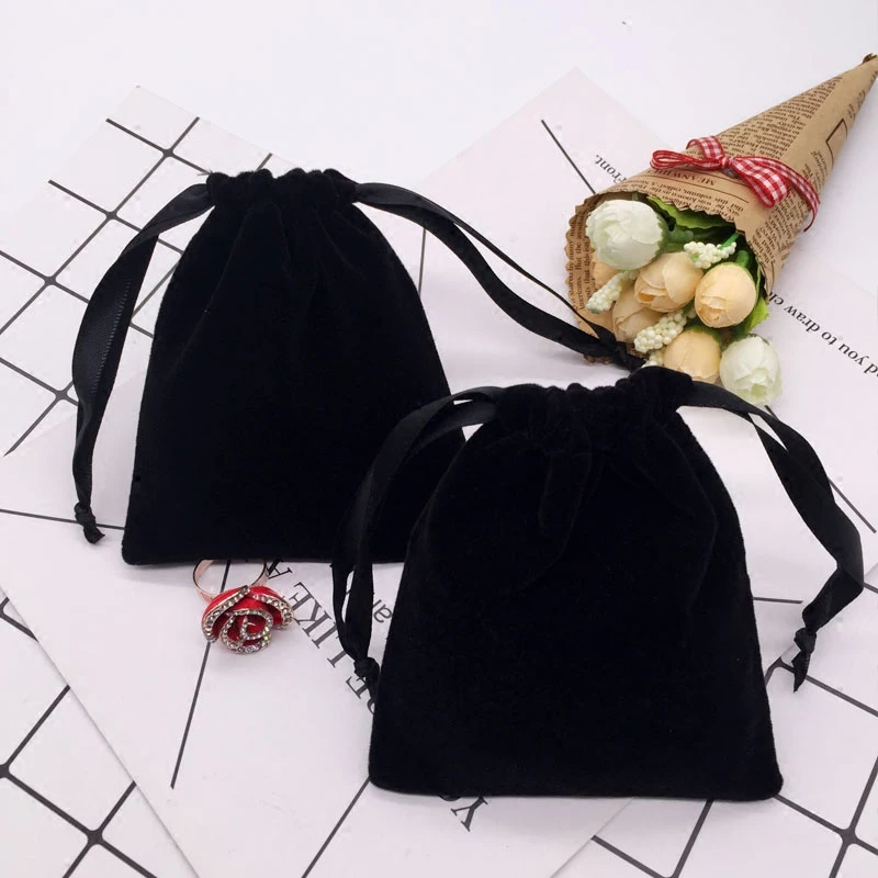 

Ribbon Drawstring Velvet Candy Jewelry Bags 10x12cm Christmas Velvet Gift Packaging Valentine's Day Bag Pouches For Boutique Bag