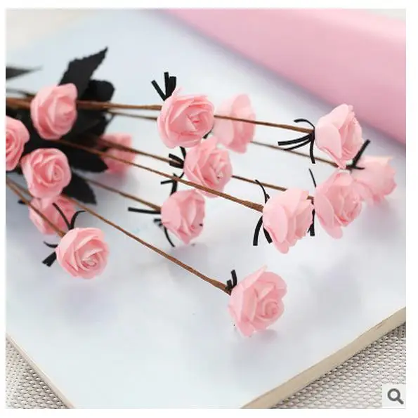 15 головок Розы Декоративные PEScrapbooking Мини роза искусственный цветок букет для свадьбы ремесло украшение DIY ВЕНОК цветок - Цвет: 2