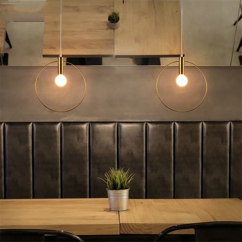 Подвесные светильники в стиле пост модерн железные Круглые лампы для ресторана