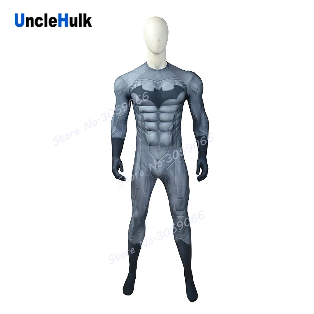 Стальной серый костюм Zentai с шелковой нитью из спандекса для мышц | UncleHulk
