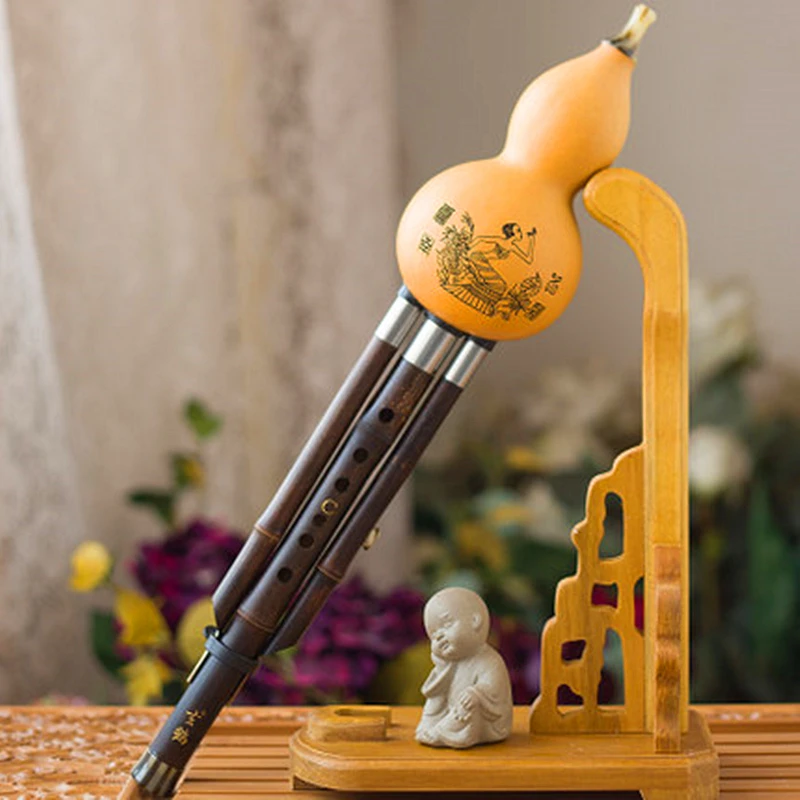 Flauta de Bambu Cabaça de Tom Instrumentos de Música Preta Hulusi Duplo Flauta – bb g f Chave Calabash Folclórica China c