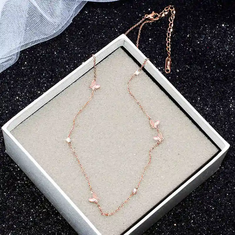 Новое поступление подвеска-бабочка YUN RUO из розового золота с цирконом модное