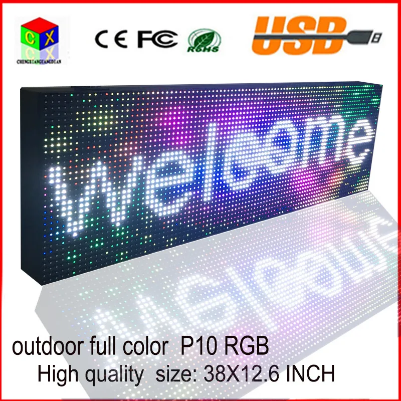 

P10 Outdoor Full Color LED Sign WIFI Programmable Rolling Information Led Display Screen 38X12.6 inch Outdoor Electronic Sign